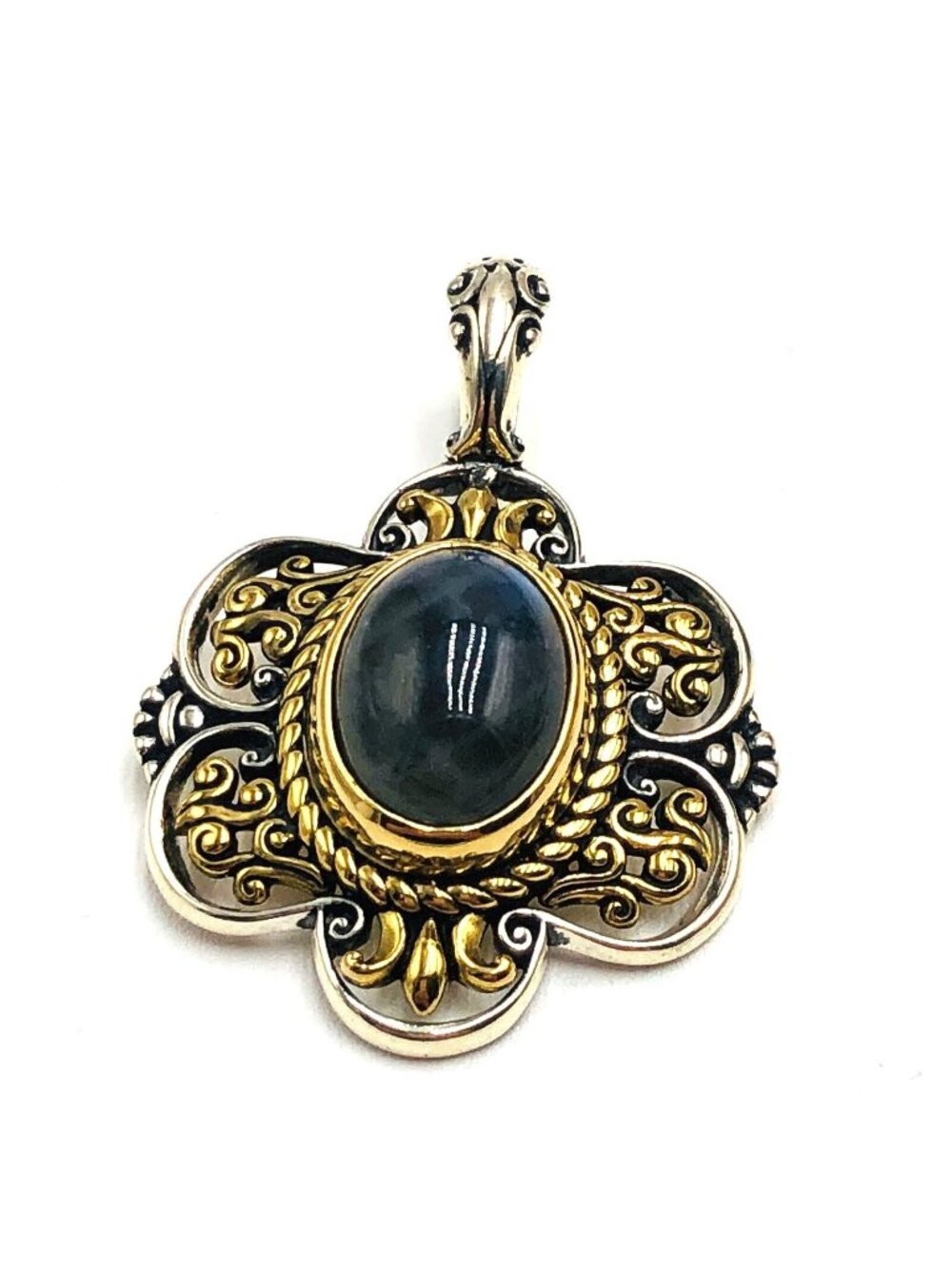 Carolyn Pollack Labradorite Brass Sterling Silver Pendant Enhancer